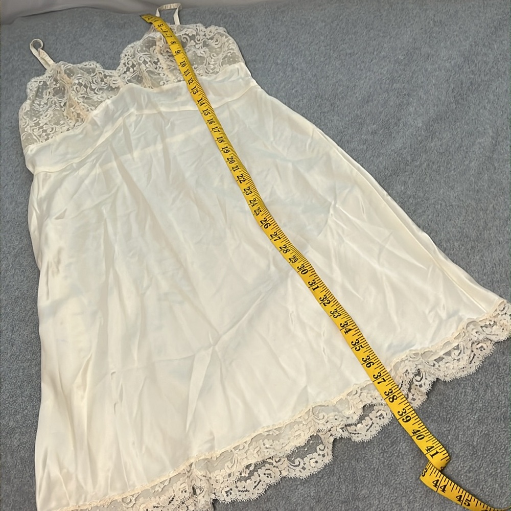 Vintage Fischer Heavenly Silk Lingerie Slip Dress Small Lace Satin Grunge - Picture 6 of 12